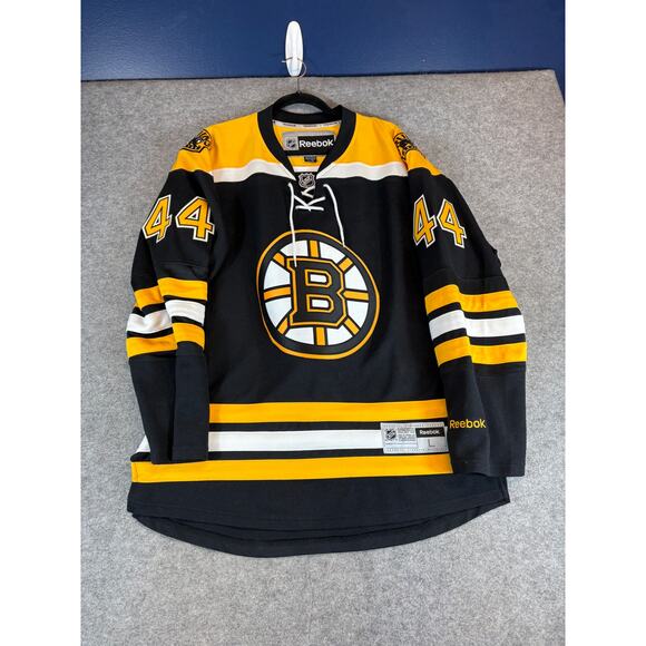 Boston Bruins NHL Hockey Reebok Jersey Dennis Seidenberg #44 Mens L Black Yellow - Picture 3 of 8